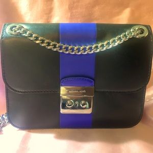 Michael Kors Black and Blue Stripe Purse